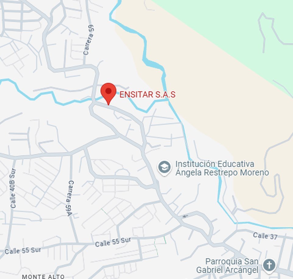 Mapa de ubicación de ENSITAR S.A.S sobre la vía antigua a San Antonio de Prado, Medellín